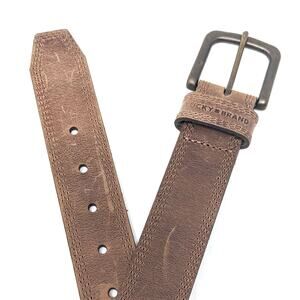 Lucky Brand Mens Belt Large 40-42 Brown Leather Western Solid Plain